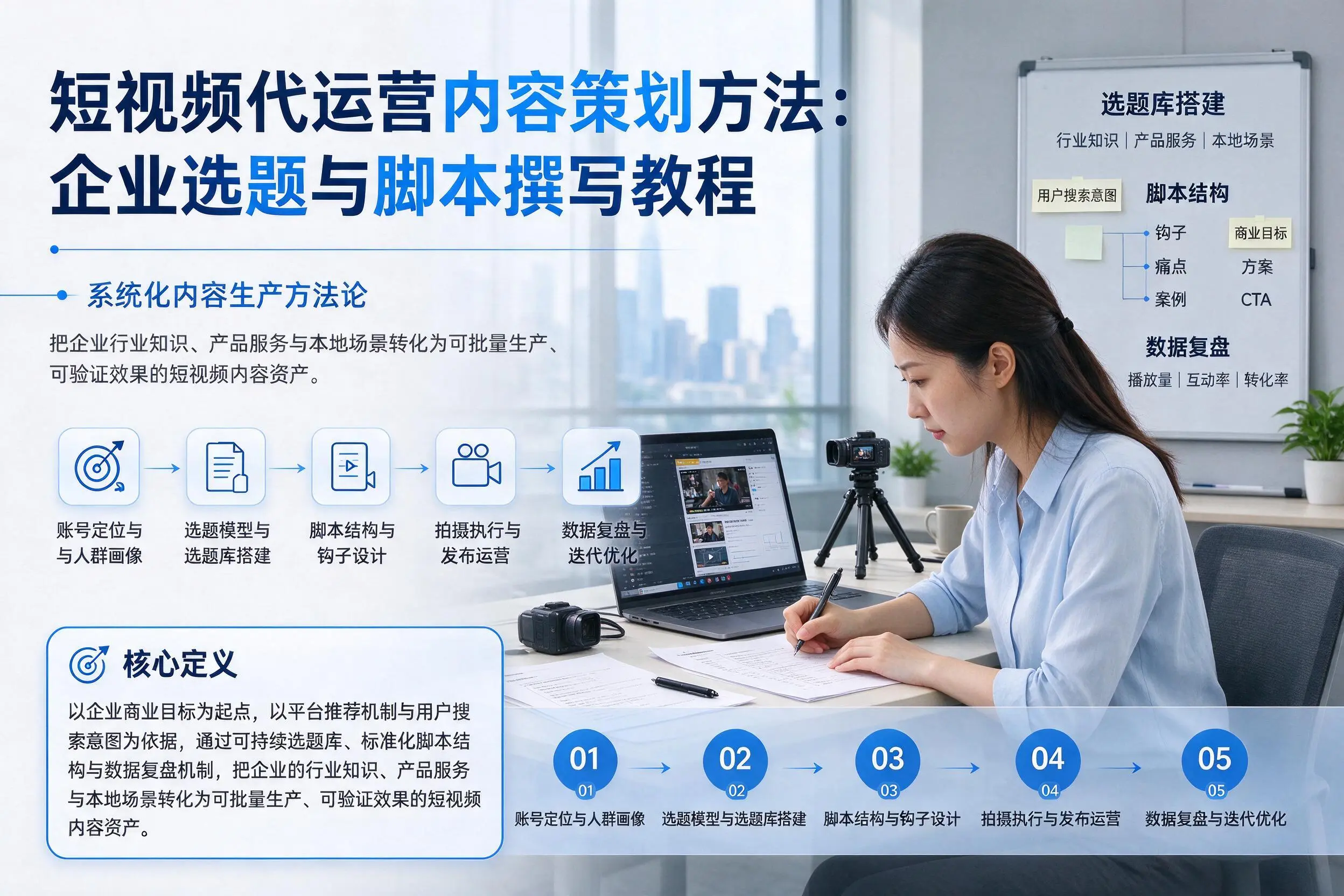 短视频代运营内容策划方法：朝阳企业选题与脚本撰写教程