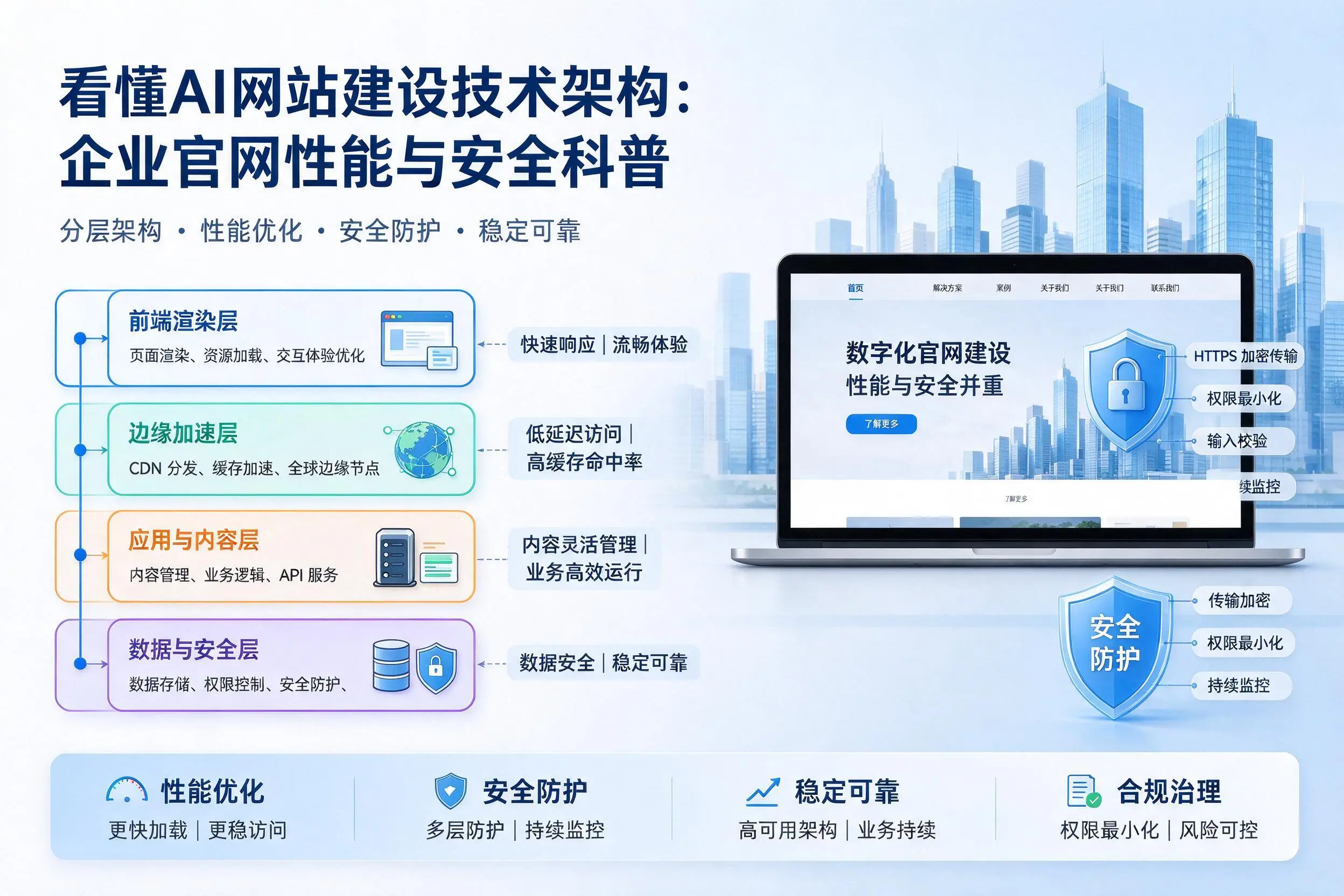 看懂AI网站建设技术架构：朝阳企业官网性能与安全科普