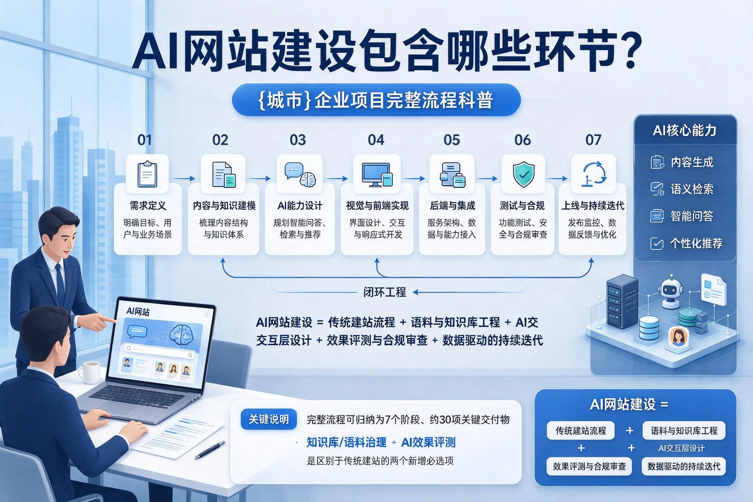 AI网站建设包含哪些环节？朝阳企业项目完整流程科普
