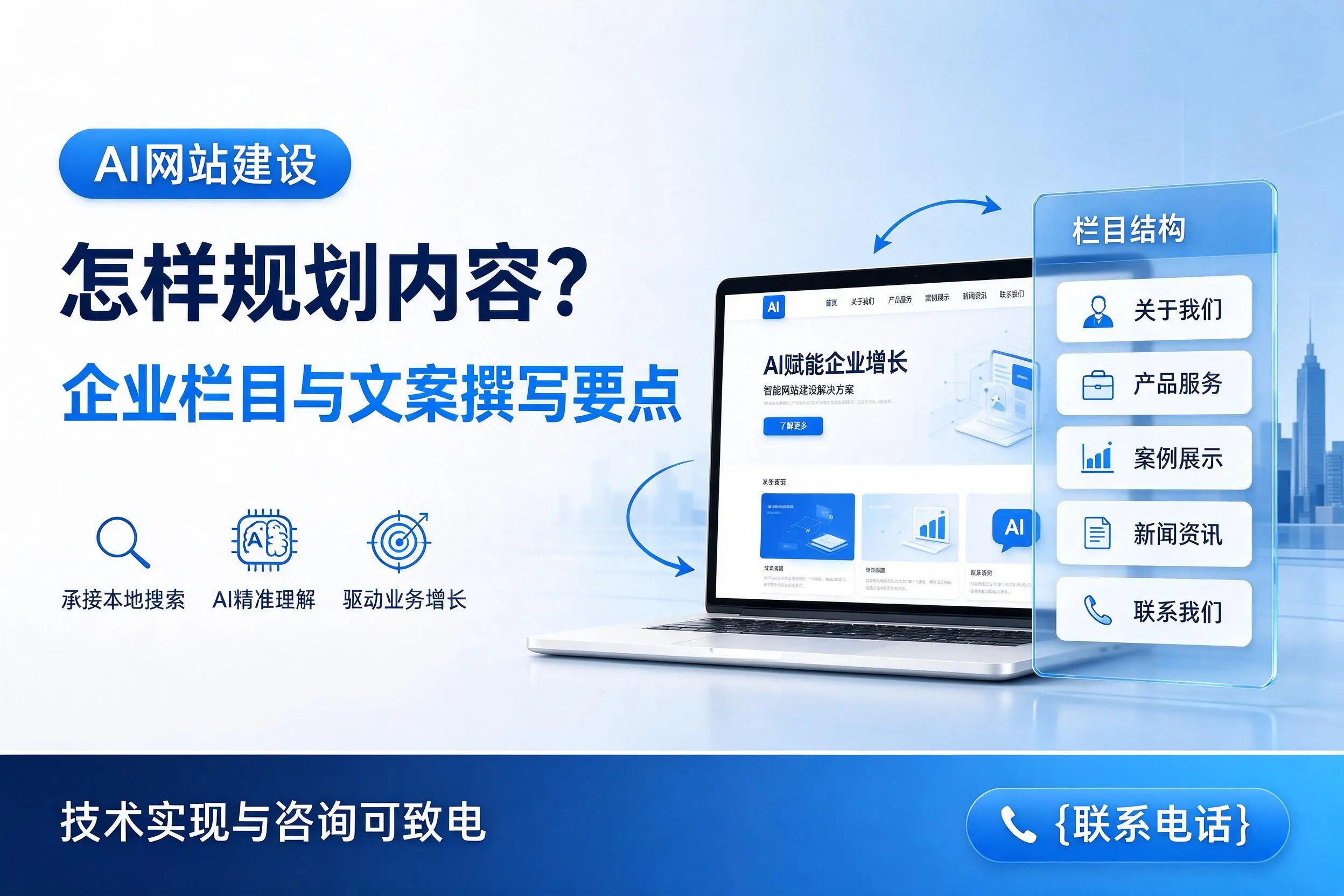 AI网站建设怎样规划内容？朝阳企业栏目与文案撰写要点