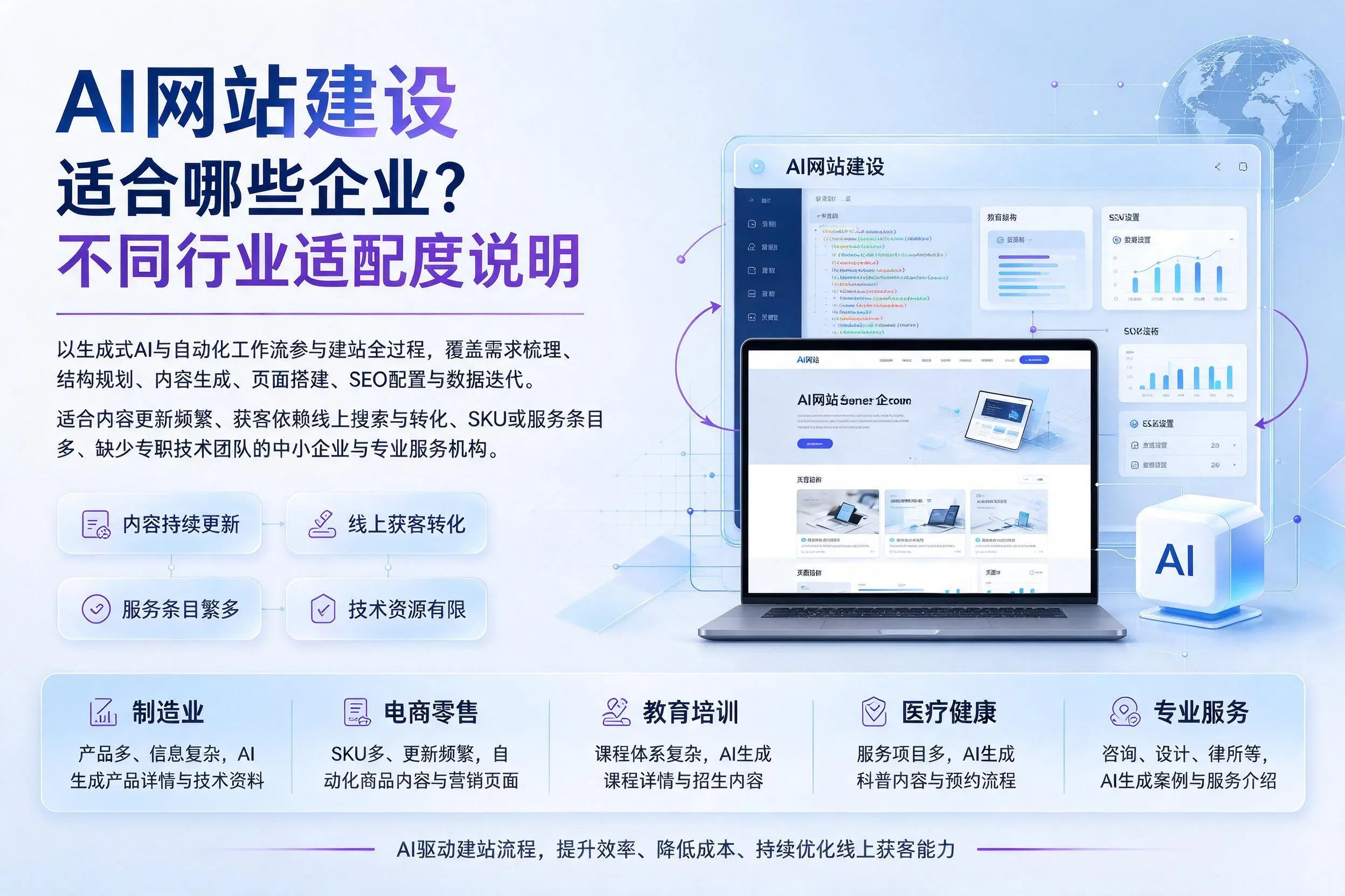 AI网站建设适合哪些企业?朝阳不同行业适配度说明
